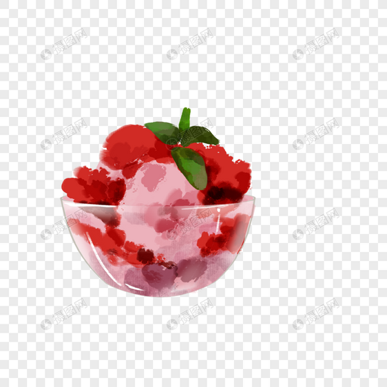手绘卡通小清新手账草莓冰淇淋图片