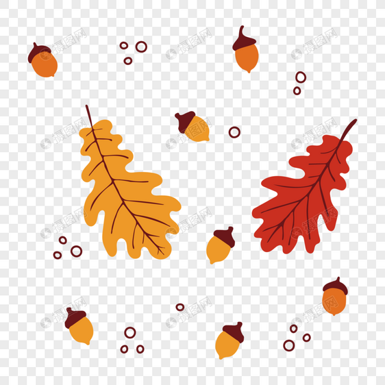 手绘秋季树叶图片