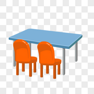 卡通儿童桌子椅子组合元素图片