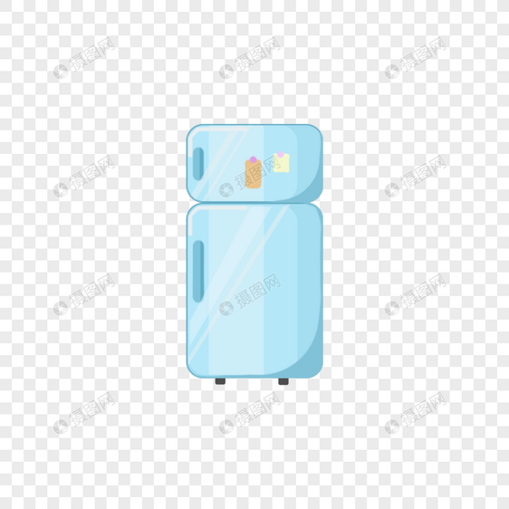 手绘蓝色的电冰箱图片