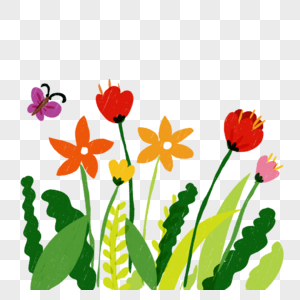 花丛清新美丽植物装饰边框繁花丛林边框插画图片