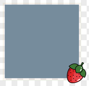 手绘卡通水果红色草莓方形蓝底边框图片