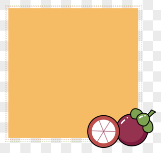 手绘卡通水果紫色山竹橙底方形边框图片