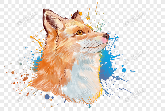 狐狸水彩画图片