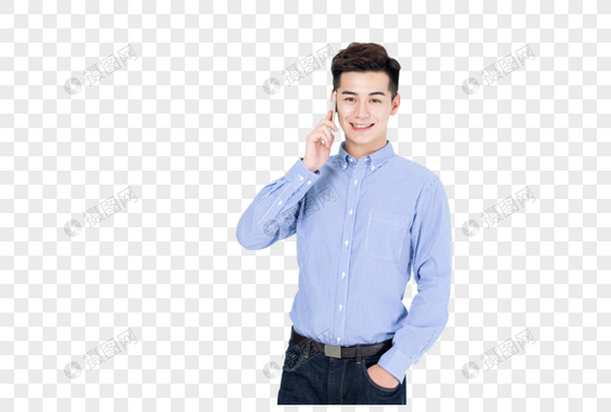青年男性打电话交流沟通状态图片
