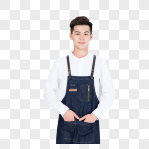 穿着围裙的咖啡师年轻男性形象男生高清图片素材