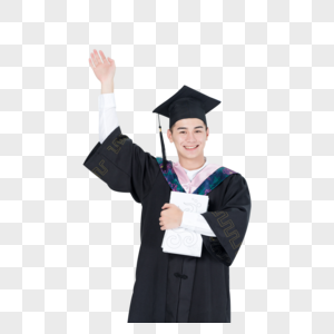 毕业季穿学士服的毕业大学生男性高清图片素材