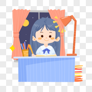 看书写作业插画元素高清图片小女孩做作业对话框插画高清图片小女孩在