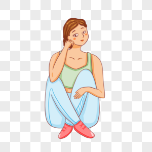 卧床休息的女孩元素素材