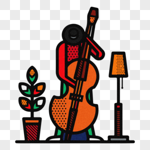 创意大提琴演奏艺术噪点插画设计图片