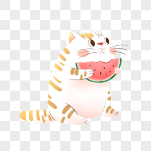 吃西瓜的小猫图片