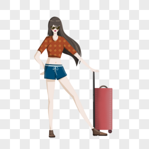旅游度假拉行李箱的人图片