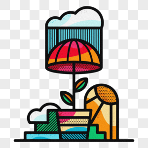 雨伞创意艺术噪点插画素材设计图片