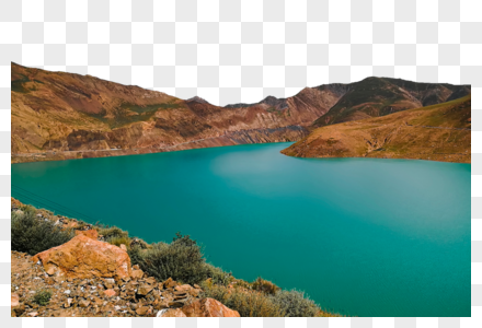蓝色湖水图片