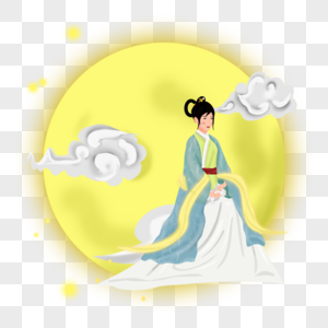 中秋节坐在祥云上的嫦娥图片