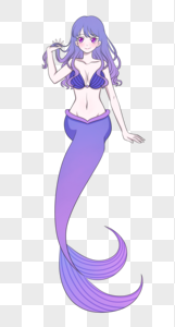 撩头发玩的蓝紫色美人鱼高清图片
