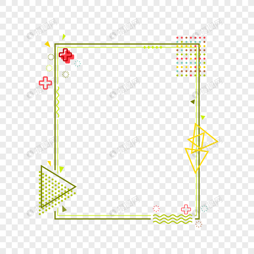 手绘糖果色孟菲斯边框图片