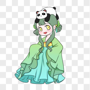 熊猫与竹子精女孩图片