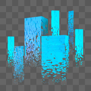 楼空间城市科技智能魔幻数据光点线蓝色粒子图片