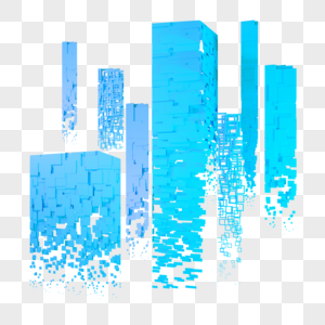 楼空间城市科技智能魔幻数据光点线蓝色粒子高清图片