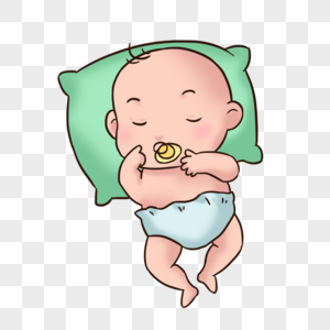 卡通婴儿含奶嘴睡觉图片
