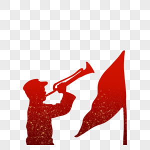 抗战胜利纪恋日军人吹军号剪影素材