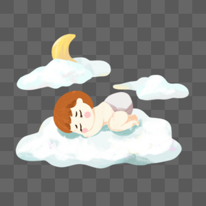 卡通婴儿云朵上睡觉图片