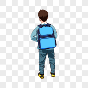 男孩背着书包上学图片