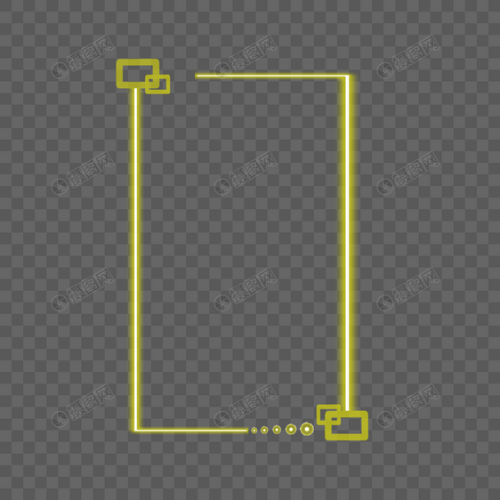 黄色光束方形科技边框图片