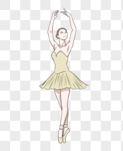 淡黄色踮脚芭蕾舞者高清图片