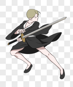 练剑的黑衣少年图片素材