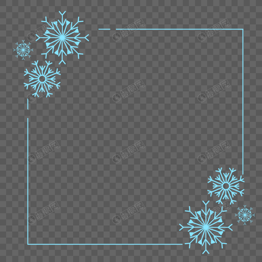 方形冬季雪花边框素材下载图片
