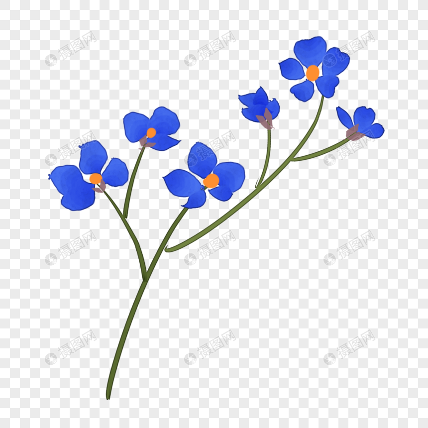 卡通蓝色勿忘我元素素材下载 正版素材 摄图网