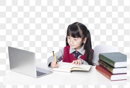 小学生侧面写作业图片