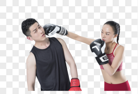 拳击运动的运动男女图片