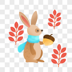秋天戴围巾的兔子图片