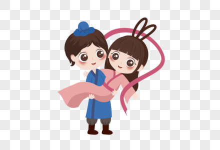 扁平风格卡通古装情侣图片素材