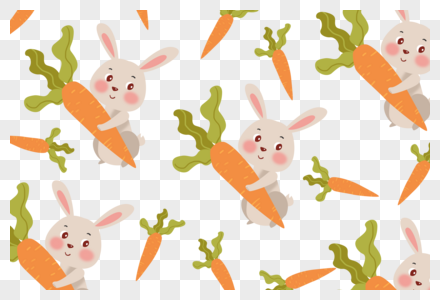手绘兔子抱着萝卜背景底纹图片