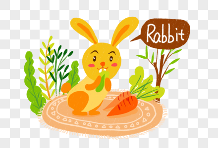小兔子卡通小白兔插图小兔子插画动物胡萝卜白菜可爱手绘图片