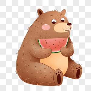 吃西瓜的狗熊图片素材