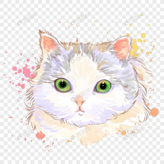 猫咪水彩手绘图片