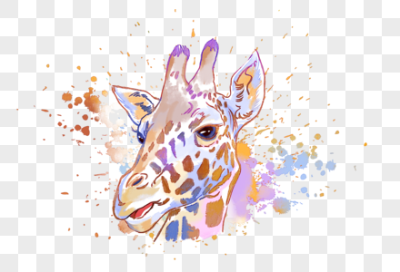 长颈鹿水彩手绘图片