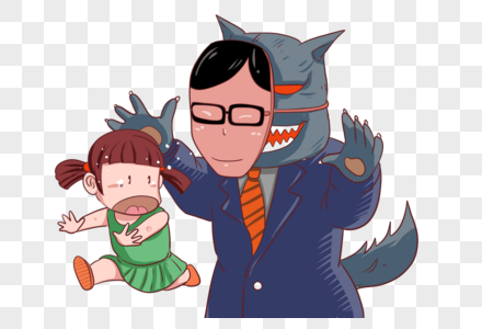 粉红色儿童漫画衣冠禽兽素材