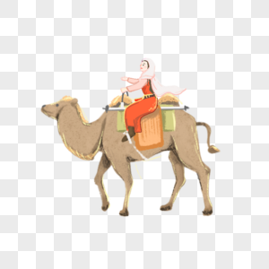 骑着骆驼的女孩高清图片