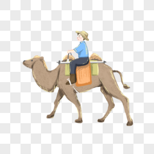 骑着骆驼的男孩高清图片
