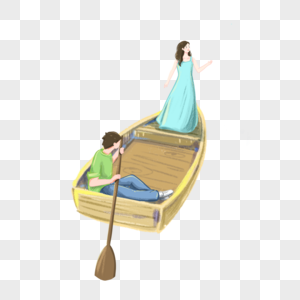 划船旅游的情侣图片