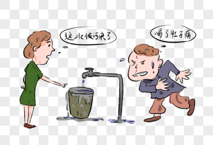 水污染卡通漫画高清图片素材