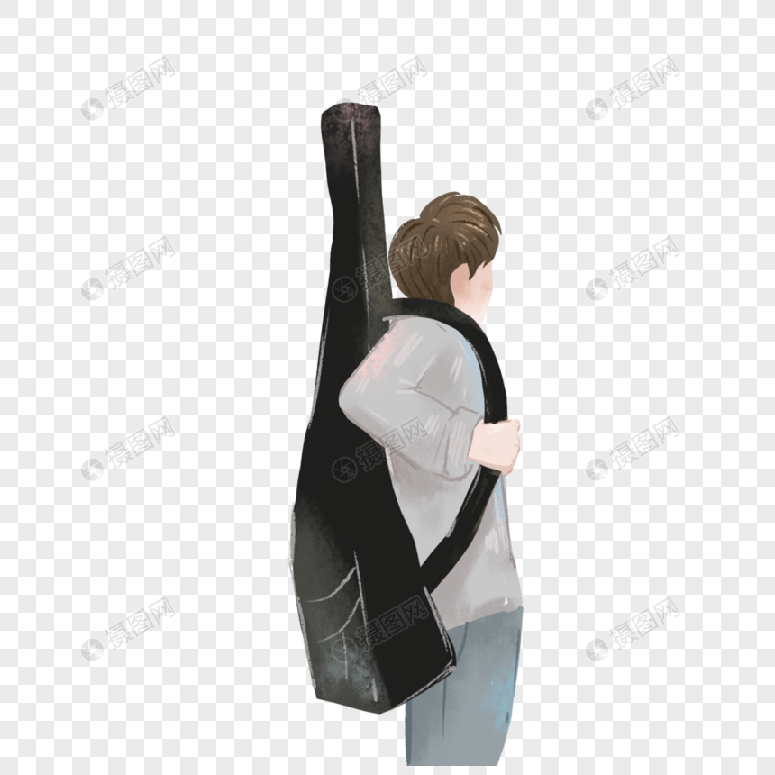 背着吉他的男孩