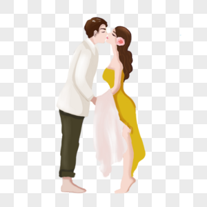 骑摩托接吻的情侣元素