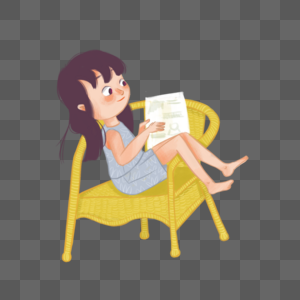暑假坐在椅子上学习的女孩图片